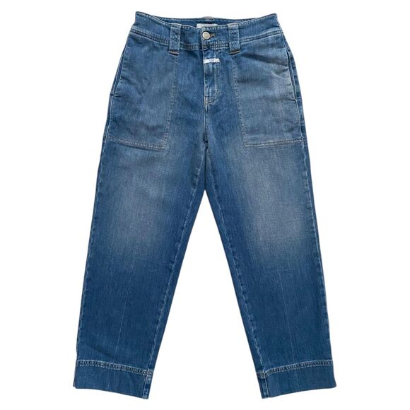 Closed Jeans Josy Cropped Mid-Rise Straight Leg Relaxed Fit Med Blue Wash Sz 25 - Picture 4 of 9